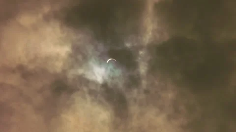 Total Eclipse 2024 the Moon almost blocking the Sun  Stock Footage 271320726
