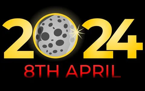 Total eclipse, eclipse solar, total solar eclipse April 8 2024 vector Illustrazione stock