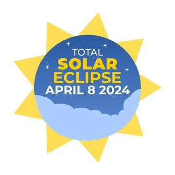 Total eclipse, eclipse solar, total solar eclipse April 8 2024 in circle is.. Stock Illustration