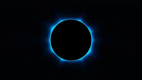 Total eclipse effect on black background. Stock Illustration