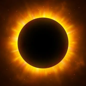 Total eclipse of the Sun with corona. Solar eclipse. Bright red star light sh Stock Illustration