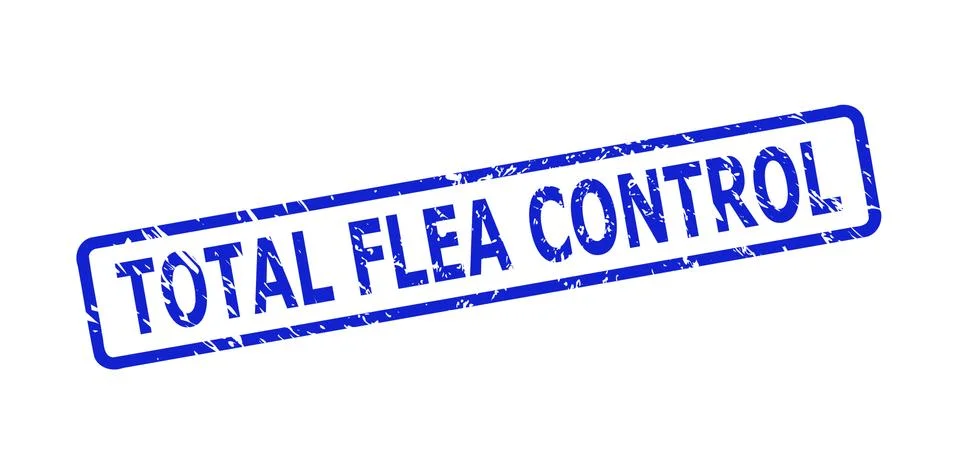 TOTAL FLEA CONTROL Seal with Corroded Style and Rounded Rectangle Frame Stock Illustration