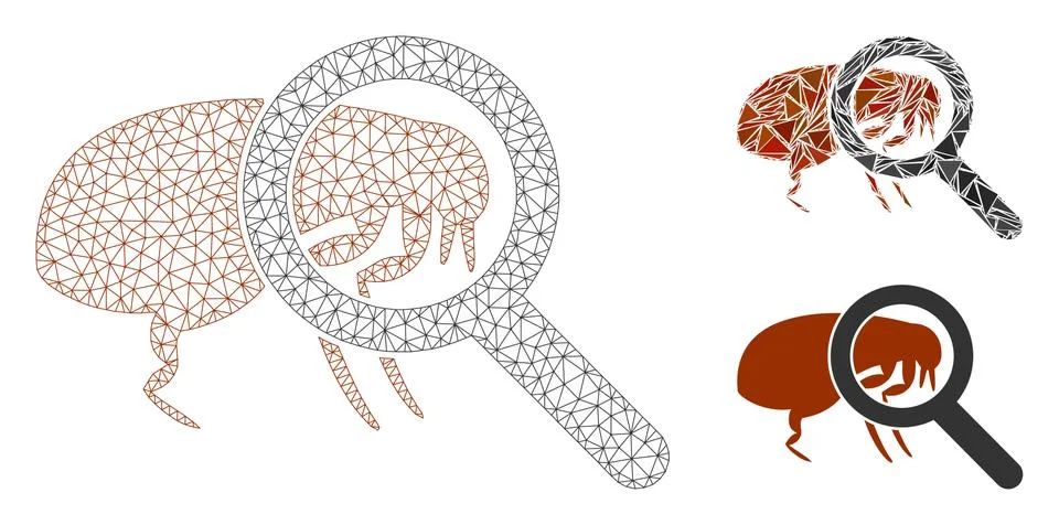 Total Flea Control Vector Mesh Network Model and Triangle Mosaic Icon Stock Illustration