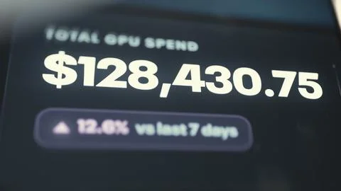 Total GPU Spending KPI on Mobile Analytics App Stock Photos
