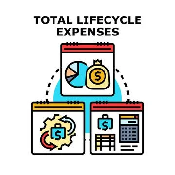 Total lifecycle expenses managing and analyzing business budget Stock-Illustration
