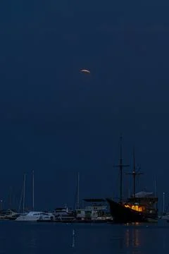 Total lunar eclipse in Bali, Denpasar, Indonesia - 03 Mar 2026 Stock Photos