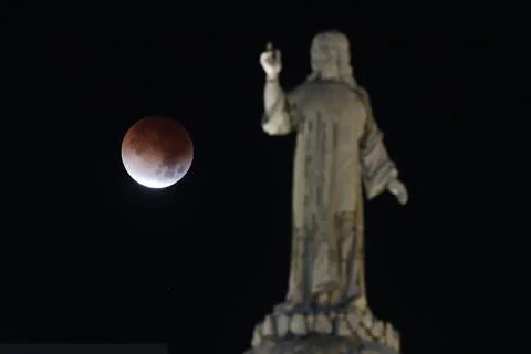 A total lunar eclipse in El Salvador, San Salvador - 03 Mar 2026 Stock Photos