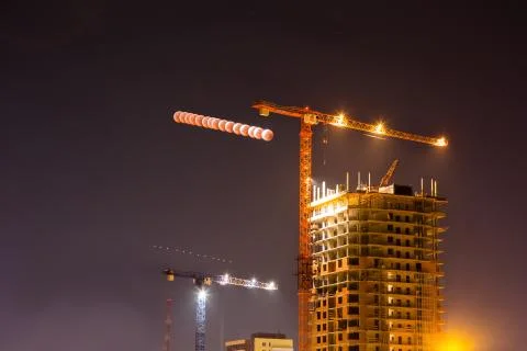 Total lunar eclipse  moon phase Fotos Stock