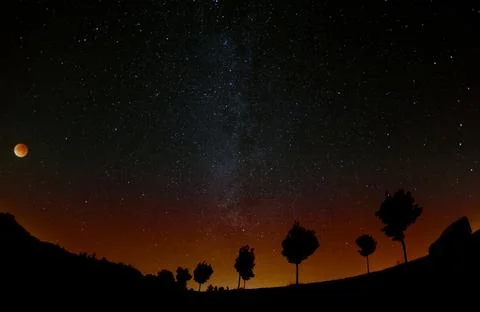 Total Lunar Eclipse September 2015 Blood Moon Supermoon Fotos Stock