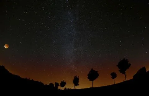 Total Lunar Eclipse September 2015 Blood Moon Supermoon Fotos Stock