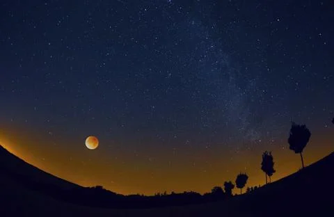Total Lunar Eclipse September 2015 Blood Moon Supermoon Stock Photos