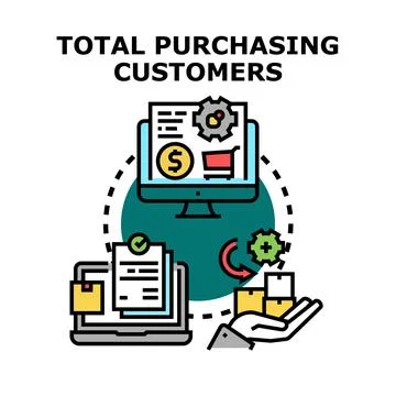 Total purchasing customers concept for online business イラスト素材