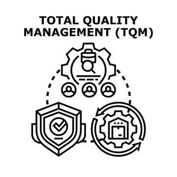 Total quality management method improving business product standards Stock Illustration