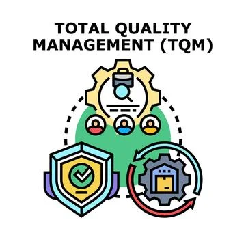 Total quality management method improving business product standards 스톡 일러스트
