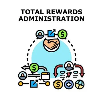 Total rewards administration concept with compensation management Illustrazione stock