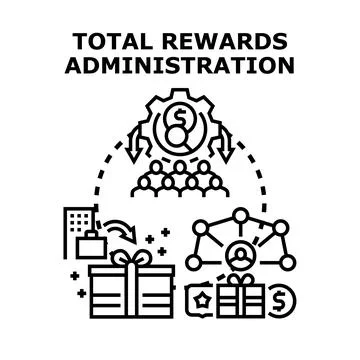 Total rewards administration providing compensation and benefits strategy Stock Illustration