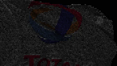 Total SA logo on waving digital flag. Editorial looping animation Stock Footage 145489868