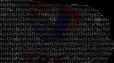Total SA logo on waving digital flag. Editorial 3d rendering Stock Illustration