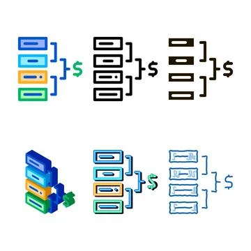 Total set money icon vector outline Stockillustratie