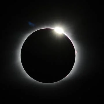 Total Solar Eclipse 2017 With Diamond Ring Effect 库存照片