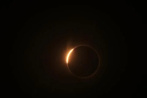Total solar eclipse 2026 over Aragon region in Spain Stock Photos