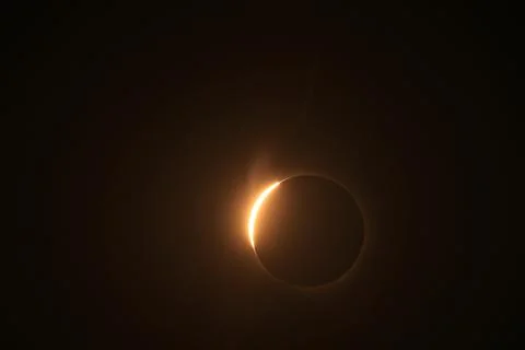 Total solar eclipse 2026 over Aragon region in Spain Stock Photos