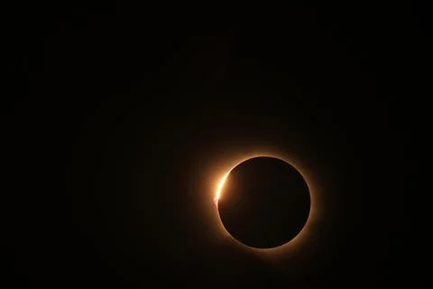 Total solar eclipse 2026 over Aragon region in Spain Stock Photos