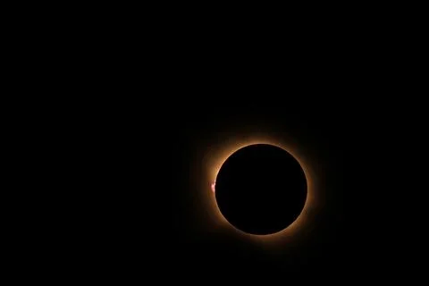 Total solar eclipse 2026 over Aragon region in Spain Stock Photos