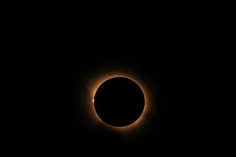 Total solar eclipse 2026 over Aragon region in Spain Stock Photos