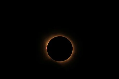 Total solar eclipse 2026 over Aragon region in Spain Stock Photos