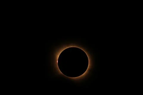 Total solar eclipse 2026 over Aragon region in Spain Stock Photos