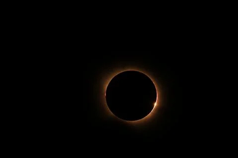 Total solar eclipse 2026 over Aragon region in Spain Stock Photos