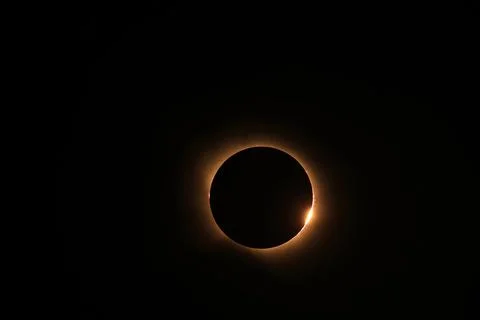 Total solar eclipse 2026 over Aragon region in Spain Stock Photos