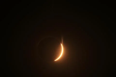Total solar eclipse 2026 over Aragon region in Spain Stock Photos