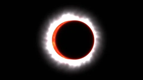 Total solar eclipse animation with white corona on black background. 4K Video stock 343243813
