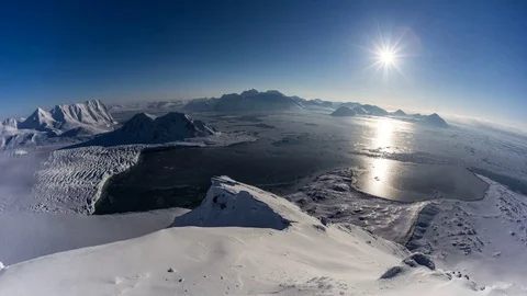 Total Solar Eclipse - Arctic, Spitsbergen - glacier landscape Stock Footage