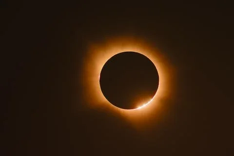 Total Solar Eclipse Baily's Beads and Corona Stock Photos