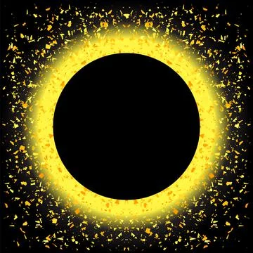 Total Solar Eclipse on Black Background. Abstract Light Effect. Space Landscape Stock Illustration