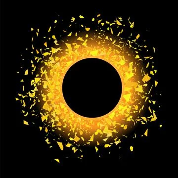 Total Solar Eclipse on Black Background. Abstract Light Effect. Space Landscape Stock Illustration