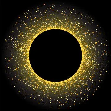 Total Solar Eclipse on Black Background. Abstract Light Effect. Space Landscape Stock Illustration
