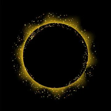 Total Solar Eclipse on Black Background. Abstract Light Effect. Space Landscape Stock Illustration