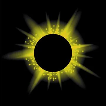 Total Solar Eclipse on Black Background. Abstract Light Effect. Space Landscape Stock Illustration
