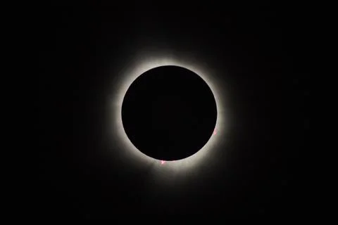 Total Solar Eclipse with Corona and Baily's Beads, Spiceland Indiana Stock Photos