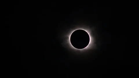 Total Solar Eclipse - Diamond Ring Through Break in Clouds (long) Stock Footage 82473933