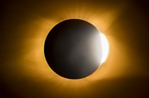 Total Solar Eclipse Diamond Ring Effect Stock Photos