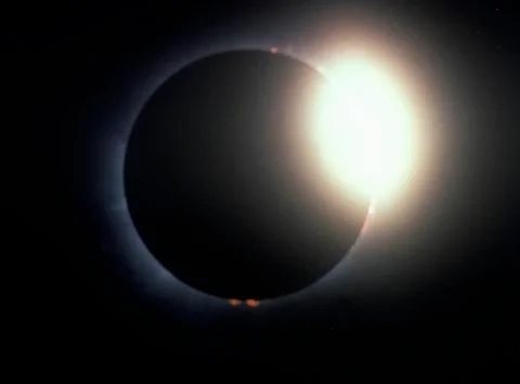 A total solar eclipse with the diamond ring effect Fotos Stock