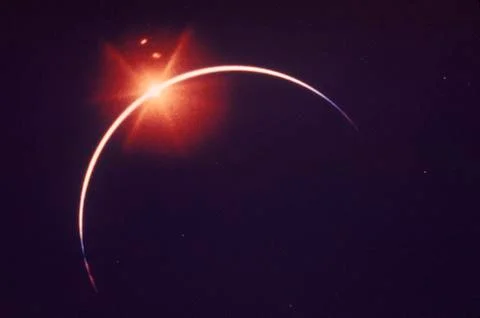 A total solar eclipse with the diamond ring effect Fotos Stock