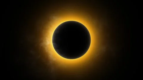 Total Solar Eclipse With Fiery Golden Corona in Deep Space Vídeo Stock 342630655