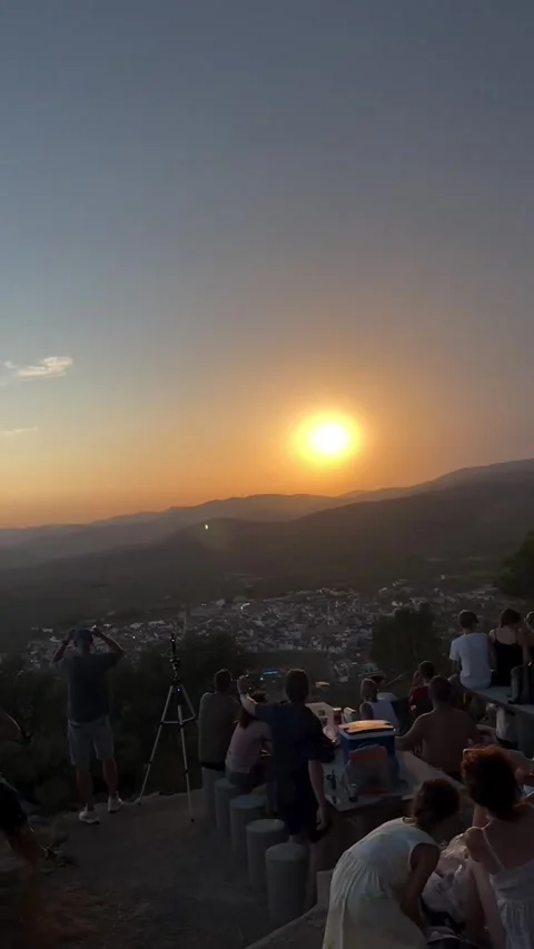 Total Solar Eclipse Filmed From Spanish Hillside, Spain - 12 Aug 2026 Stock Footage 342282187