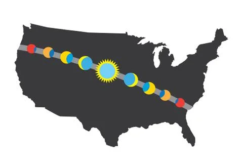Total Solar Eclipse Icon August 21, 2017 - route map Ilustração Stock